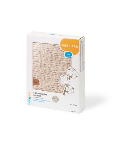 BabyOno Kocyk dzianinowy bawełniany beżowy