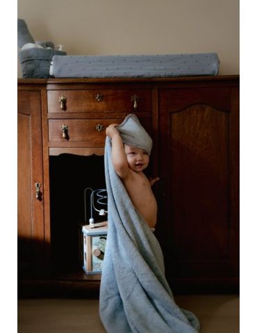 Little Dutch Bawełniany ręcznik z kapturem 100x100 cm Pure Denim Blue