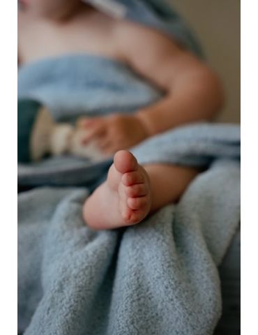 Little Dutch Bawełniany ręcznik z kapturem 100x100 cm Pure Denim Blue