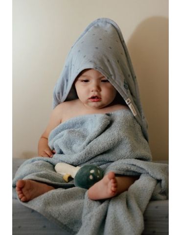 Little Dutch Bawełniany ręcznik z kapturem 100x100 cm Pure Denim Blue