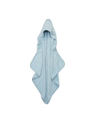 Little Dutch Bawełniany ręcznik z kapturem 100x100 cm Pure Denim Blue
