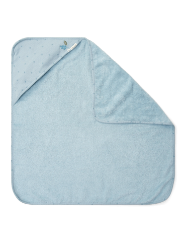 Little Dutch Bawełniany ręcznik z kapturem 100x100 cm Pure Denim Blue