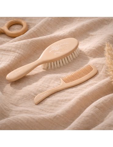 BabyOno Szczotka i grzebień do włosów dla dzieci i niemowląt super miękkie włosie beżowe