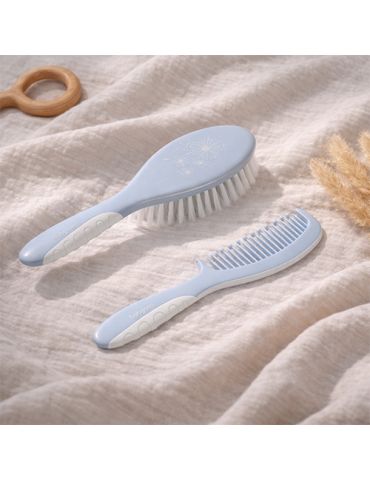 BabyOno Szczotka i grzebień do włosów dla dzieci i niemowląt super miękkie włosie niebieskie