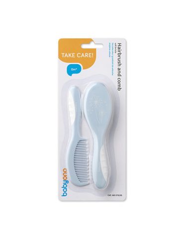 BabyOno Szczotka i grzebień do włosów dla dzieci i niemowląt super miękkie włosie niebieskie