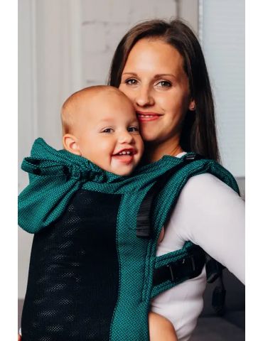 LennyLamb Nosidełko siatkowe ergonomiczne LennyGo z tkaniny jodełkowej Baby Emerald