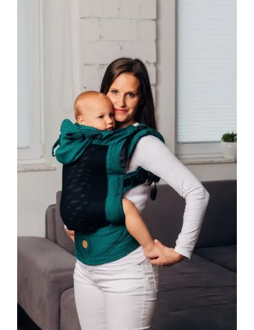 LennyLamb Nosidełko siatkowe ergonomiczne LennyGo z tkaniny jodełkowej Baby Emerald