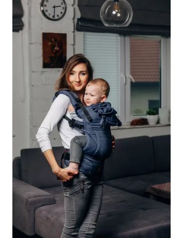 LennyLamb Nosidełko ergonomiczne LennyGo z tkaniny satynowej Baby Jeans