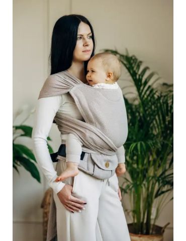 LennyLamb Nosidełko LennyHybrid z tkaniny jodełkowej Standard Almond