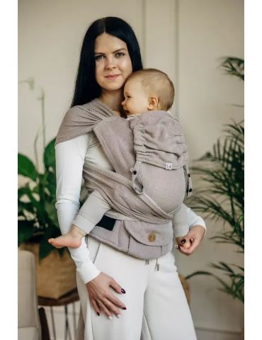 LennyLamb Nosidełko LennyHybrid z tkaniny jodełkowej Standard Almond