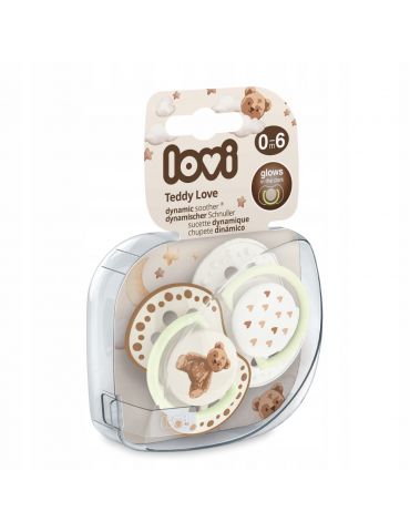 Lovi Smoczek silikonowy dynamiczny 0-6m Teddy love 2 szt
