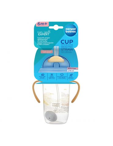 Canpol Babies Kubek niekapek z rurką i odważnikiem 270 ml Mountains żółty