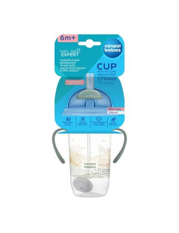 Canpol Babies Kubek niekapek z rurką i odważnikiem 270 ml Mountains zielony