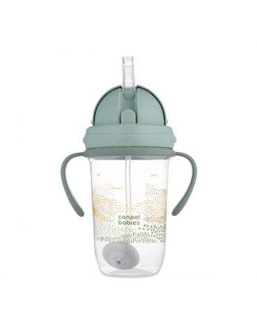 Canpol Babies Kubek niekapek z rurką i odważnikiem 270 ml Mountains zielony