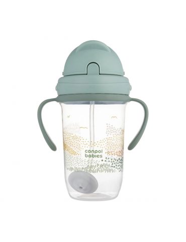 Canpol Babies Kubek niekapek z rurką i odważnikiem 270 ml Mountains zielony