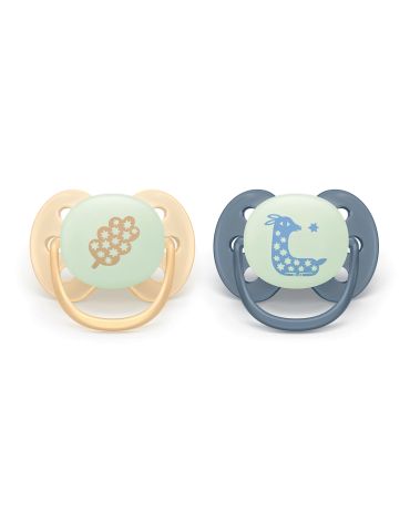 Avent Philips Smoczek uspokajający Ultra soft 6-18m Nighttime listek