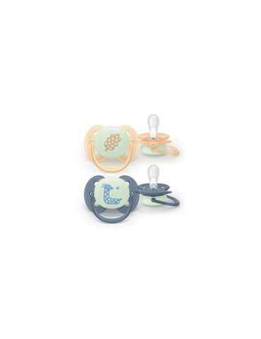 Avent Philips Smoczek uspokajający Ultra soft 6-18m Nighttime listek