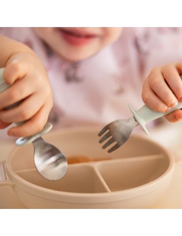 BabyOno Sztućce dla dzieci ze stali nierdzewnej niebieskie