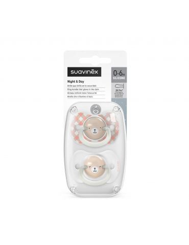 Suavinex smoczek fizjologiczny silikonowy Sx Pro Wild&Free 0-6m 2 szt. świecący różowy