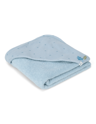 Little Dutch Bawełniany ręcznik z kapturem 75x75 cm Pure denim blue
