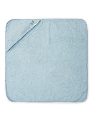 Little Dutch Bawełniany ręcznik z kapturem 75x75 cm Pure denim blue