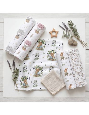 Bocioland pieluszka bambusowa 40/40 Koala/Dmuchawce szare
