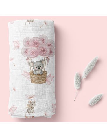 Bocioland pieluszka bambusowa 40/40 Koala/Dmuchawce różowe