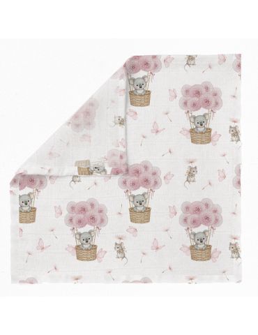 Bocioland pieluszka bambusowa 40/40 Koala/Dmuchawce różowe