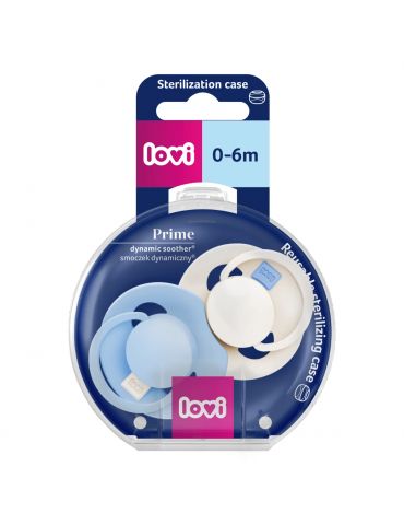 Lovi Smoczek silikonowy dynamiczny 0-6m Prime Tutti Frutti Frost/Glacier cream 2 szt.