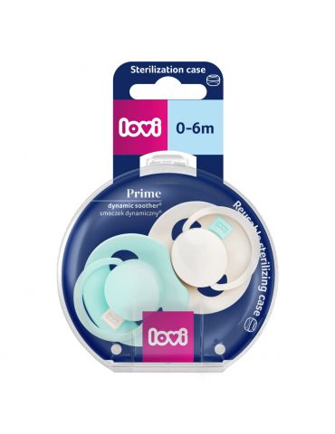 Lovi Smoczek silikonowy dynamiczny 0-6m Prime Tutti Frutti Lagoon/Mint cream 2 szt.