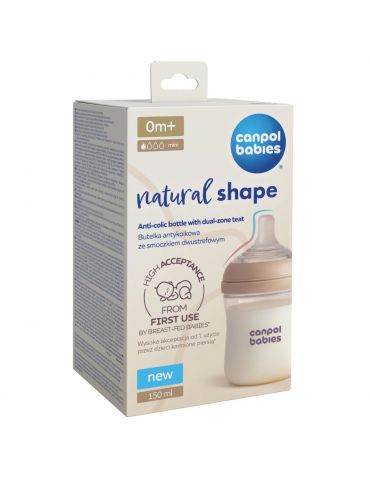 Canpol Babies Butelka Natural Shape ze smoczkiem dwustrefowym 150 ml