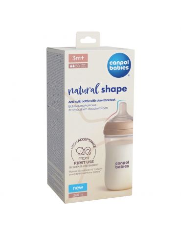 Canpol Babies Butelka Natural Shape ze smoczkiem dwustrefowym 260 ml
