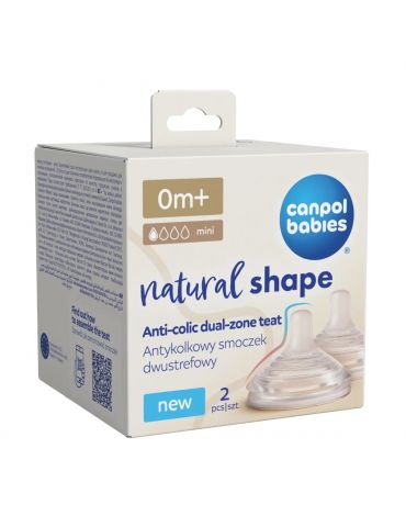 Canpol Babies Smoczek antykolkowy dwustrefowy Natural Shape 0m+ 2szt.