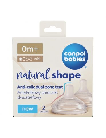 Canpol Babies Smoczek antykolkowy dwustrefowy Natural Shape 0m+ 2szt.