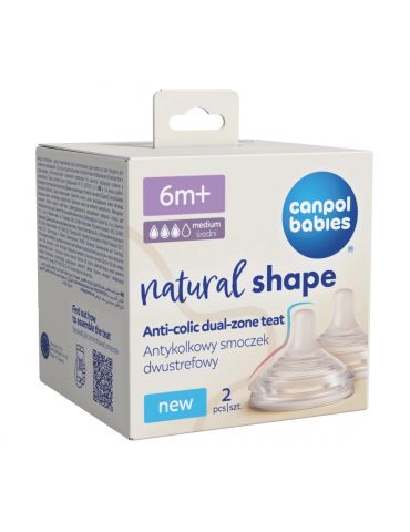 Canpol Babies Smoczek antykolkowy dwustrefowy Natural Shape 6m+ 2szt.