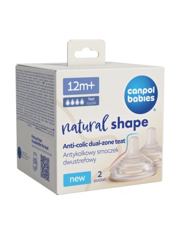 Canpol Babies Smoczek antykolkowy dwustrefowy Natural Shape 12m+ 2szt.