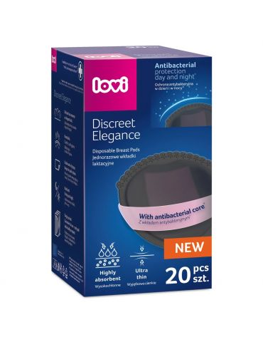 Lovi Wkładki laktacyjne antybakteryjne Discreet Elegance czarne 20 szt.