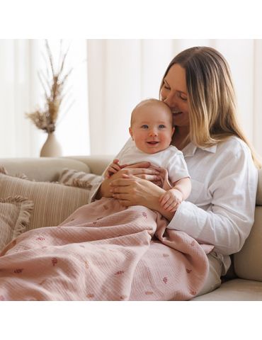 BabyOno Kocyk muślinowy różowy
