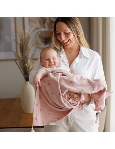 BabyOno Kocyk muślinowy różowy