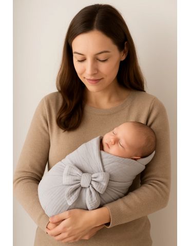 Baby in World Rożek Becik usztywniany muślinowy szary