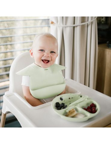 BabyOno Śliniak silikonowy z regulowanym zapięciem miętowy