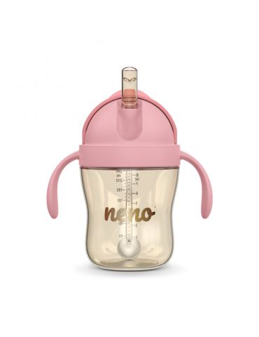 Neno Bidon ze słomką i odważnikiem 240 ml Bebesito różowy