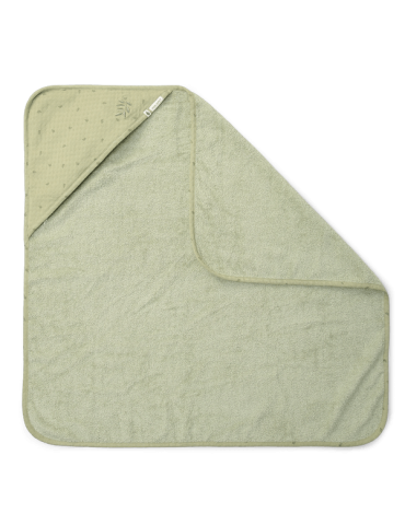Little Dutch Bawełniany ręcznik z kapturem 75x75 cm Pure Sage