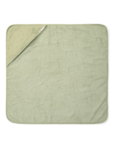 Little Dutch Bawełniany ręcznik z kapturem 75x75 cm Pure Sage