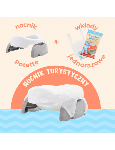 Potette Plus Nocnik turystyczny - nakładka na wc 2w1 biało-niebieski