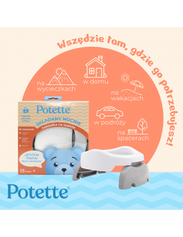 Potette Plus Nocnik turystyczny - nakładka na wc 2w1 biało-szary