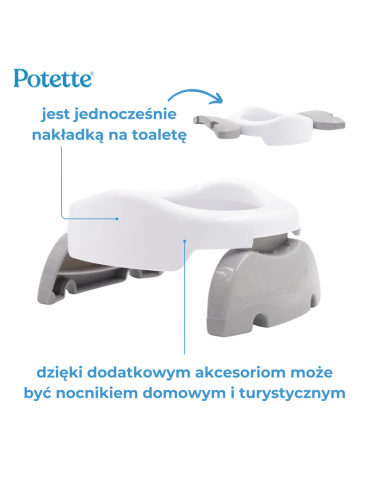 Potette Plus Nocnik turystyczny - nakładka na wc 2w1 biało-szary