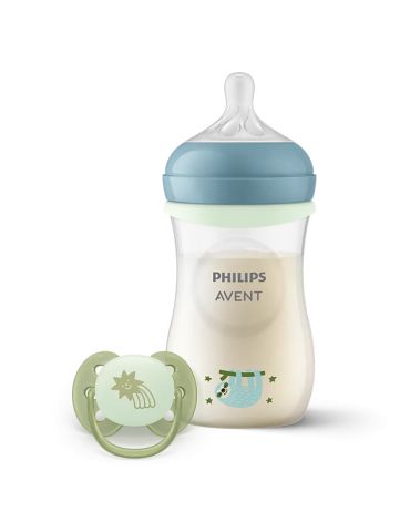 Avent Philips Butelka Natural Response 260ml Nighttime plus smoczek uspokajający