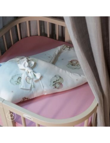 Waldin Kołdra bambusowa dziecięca + wstęga do rożka 75x75 Lullaby Owieczki białe białe