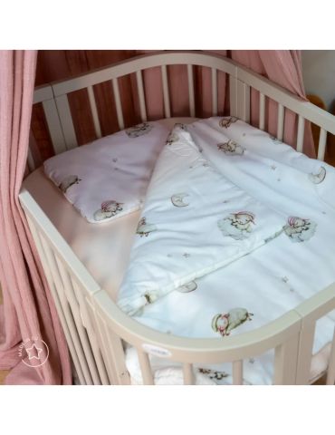 Waldin Kołdra bambusowa dziecięca + wstęga do rożka 75x75 Lullaby Owieczki białe białe